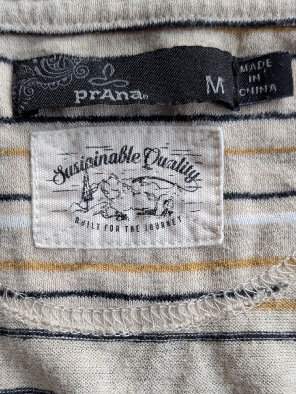 Prana Striped Scoop Neck Tank Top in Cream and Gray - Picture 2 of 4